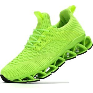 Women Fluorescent Green Walking Running Shoes Blade Sneaker Non-Slip Comfort